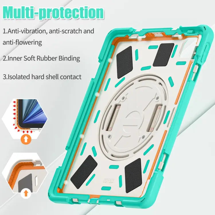 Silicone + PC Protective Case with Holder & Shoulder Strap For iPad Air 11 2024 / Air 5 10.9 2022 / Air 4 10.9 2020