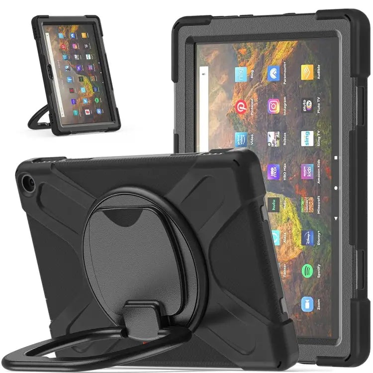 Silicone + PC Protective Case with Holder & Shoulder Strap For iPad Pro 12.9 2022 / 2021 For Amazon Kindle Fire HD 10