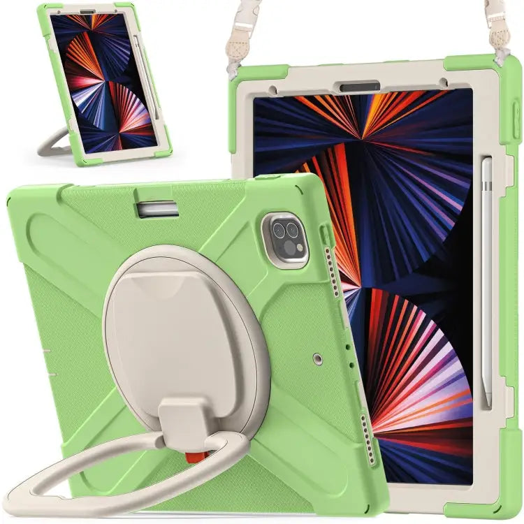 Silicone + PC Protective Case with Holder & Shoulder Strap For iPad Pro 12.9 2022 / 2021 For Amazon Kindle Fire HD 10