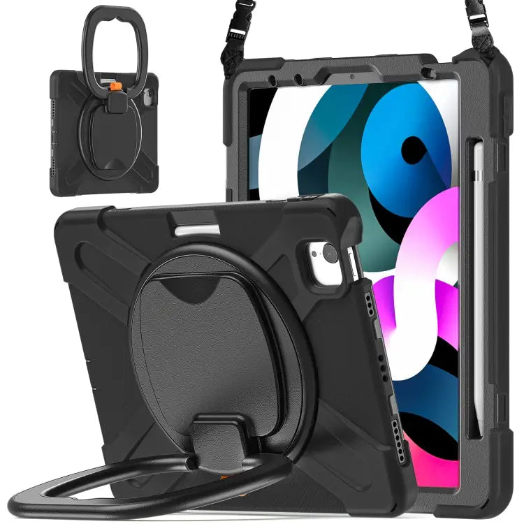 Silicone + PC Protective Case with Holder & Shoulder Strap For iPad Air 2022 / 2020 10.9 For Samsung Tab A 10.1 (2019)