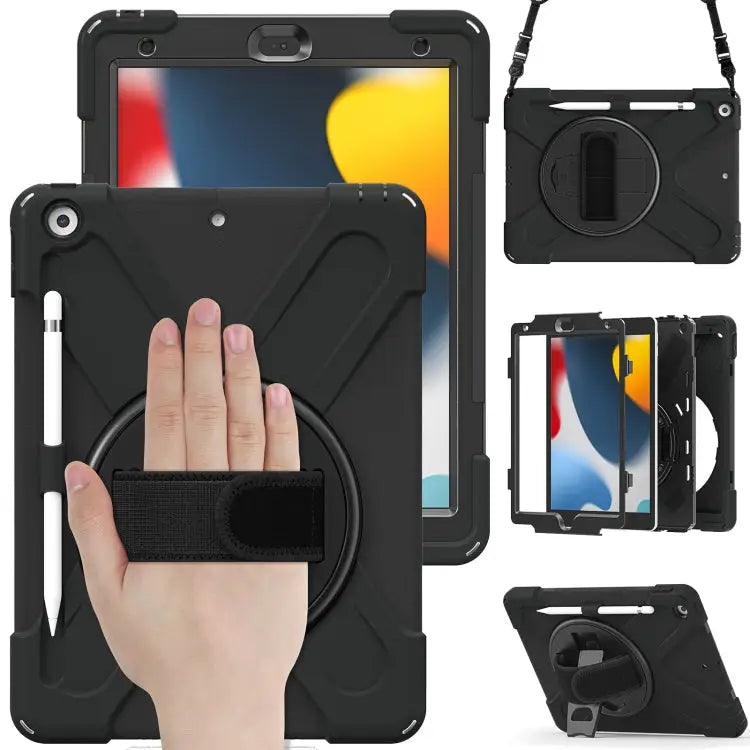 Silicone + PC Protective Case with Holder & Shoulder Strap For iPad 10.2 2021 / 2020 / 2019 - For iPad 10.2 2021 / 2020