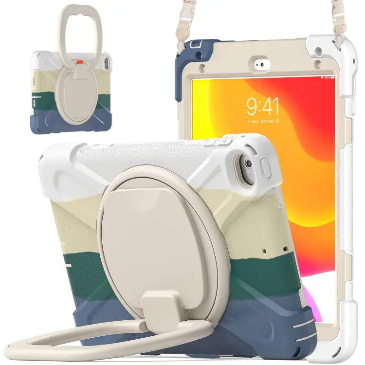 Silicone + PC Protective Case with Holder & Shoulder Strap For iPad mini 5 / 4 - For iPad mini 5 / 4 / Rainbow Green