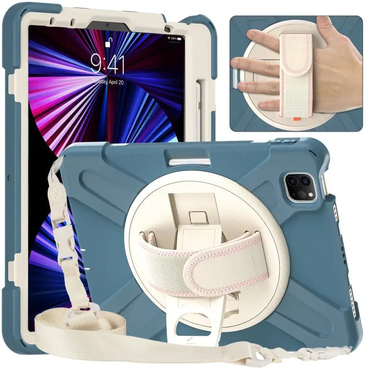 Silicone + PC Protective Case with Holder & Shoulder Strap For iPad Air 11 2024 / Air 5 10.9 2022 / Air 4 10.9 2020