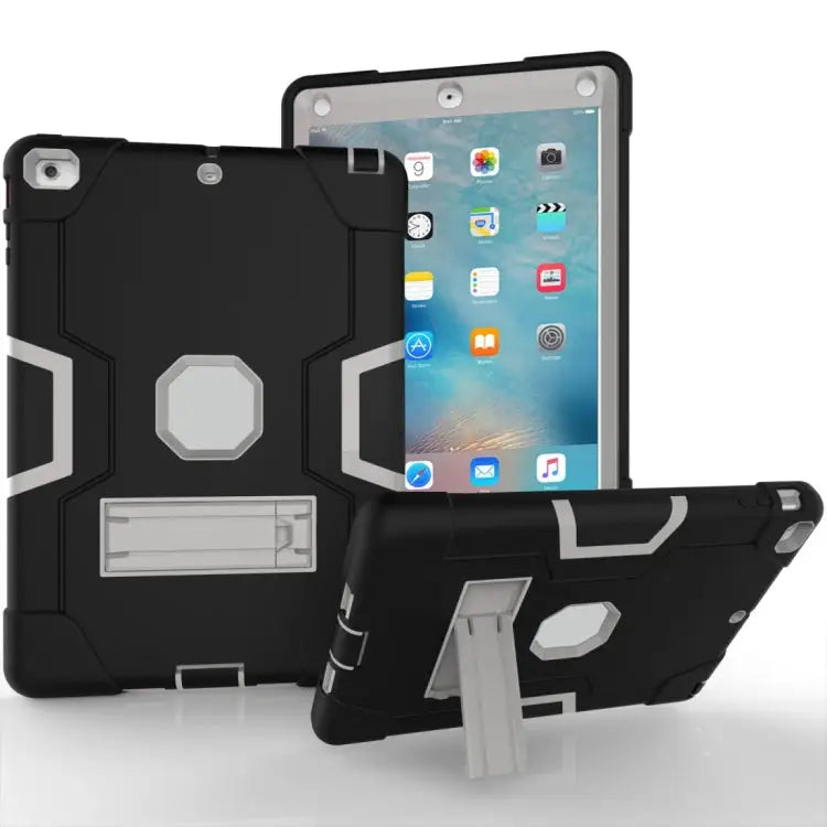Silicone + PC Protective Case with Stand For iPad 4 / 3 / 2 For iPad mini 3/2/1 - For iPad 4 / 3 / 2 / Black + White