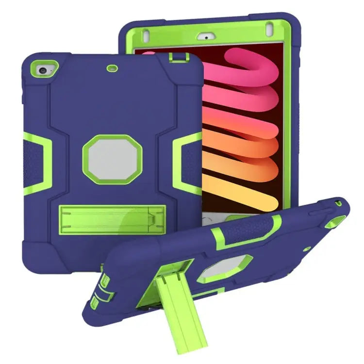 Silicone + PC Protective Case with Stand For iPad 4 / 3 / 2 For iPad mini 3/2/1 - For iPad mini 3/2/1 / Blue + Green