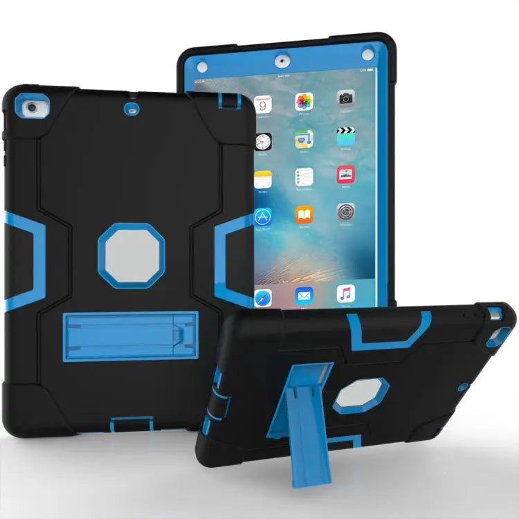 Silicone + PC Protective Case with Stand For iPad 4 / 3 / 2 For iPad mini 3/2/1 - For iPad 4 / 3 / 2 / Black + Blue