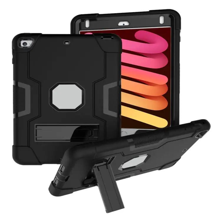 Silicone + PC Protective Case with Stand For iPad 4 / 3 / 2 For iPad mini 3/2/1 - For iPad mini 3/2/1 / Black + Grey