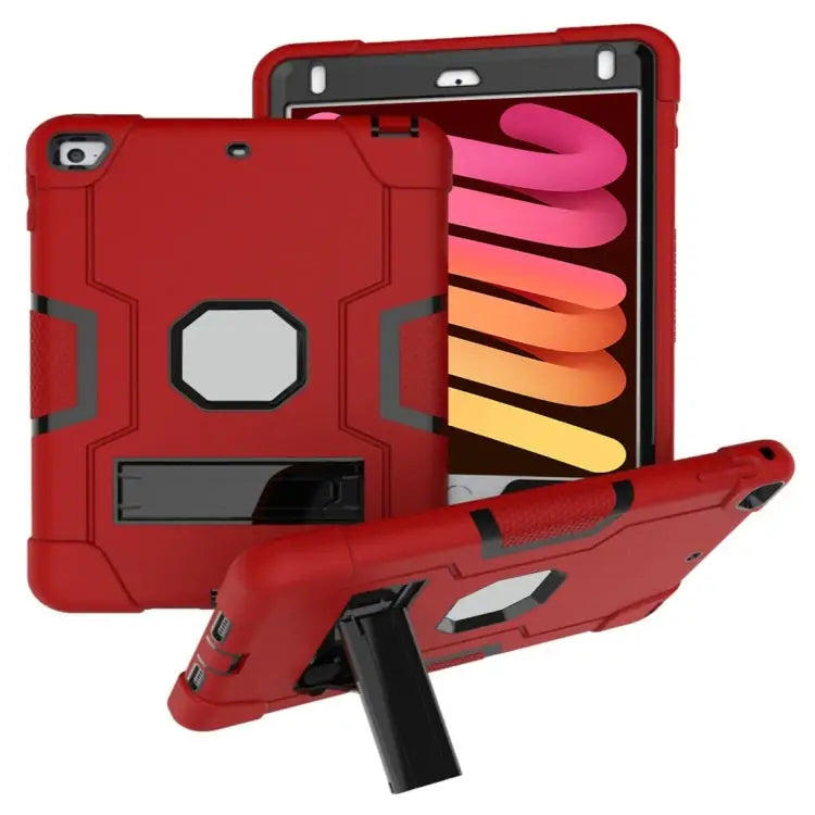 Silicone + PC Protective Case with Stand For iPad 4 / 3 / 2 For iPad mini 3/2/1 - For iPad mini 3/2/1 / Red + Gray