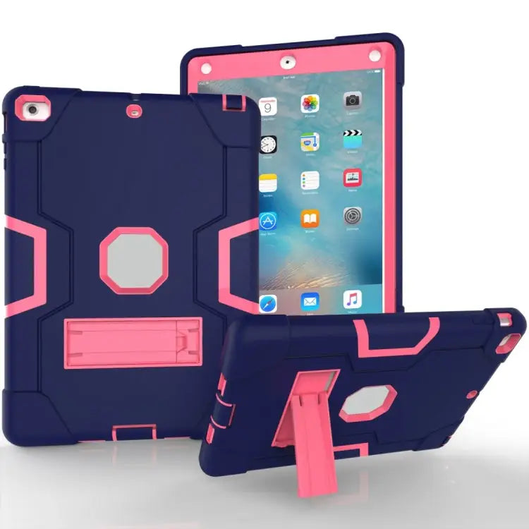 Silicone + PC Protective Case with Stand For iPad 4 / 3 / 2 For iPad mini 3/2/1 - For iPad 4 / 3 / 2 / Blue + Pink