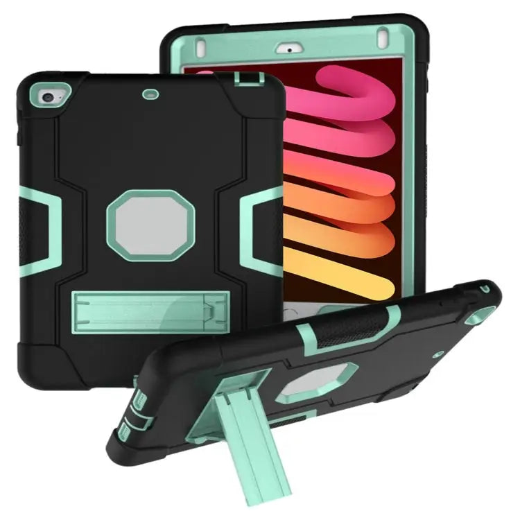 Silicone + PC Protective Case with Stand For iPad 4 / 3 / 2 For iPad mini 3/2/1 - For iPad mini 3/2/1 / Black + Mint