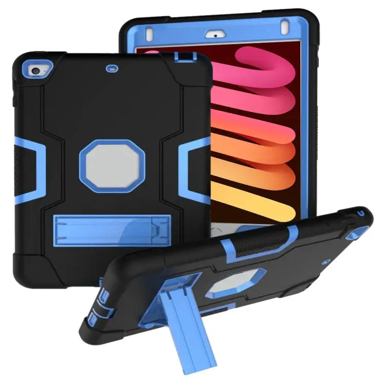 Silicone + PC Protective Case with Stand For iPad 4 / 3 / 2 For iPad mini 3/2/1 - For iPad mini 3/2/1 / Black + Blue