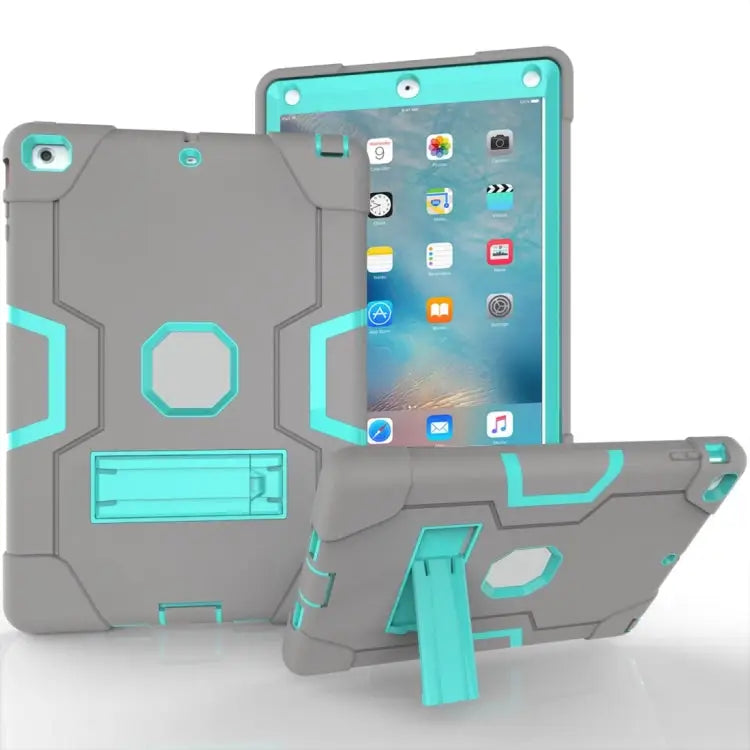 Silicone + PC Protective Case with Stand For iPad 4 / 3 / 2 For iPad mini 3/2/1 - For iPad 4 / 3 / 2 / Grey + Mint