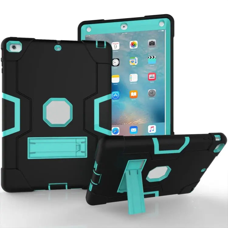 Silicone + PC Protective Case with Stand For iPad 4 / 3 / 2 For iPad mini 3/2/1 - For iPad 4 / 3 / 2 / Black + Mint