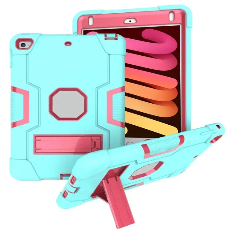 Silicone + PC Protective Case with Stand For iPad 4 / 3 / 2 For iPad mini 3/2/1 - For iPad mini 3/2/1 / Mint Blue + Red
