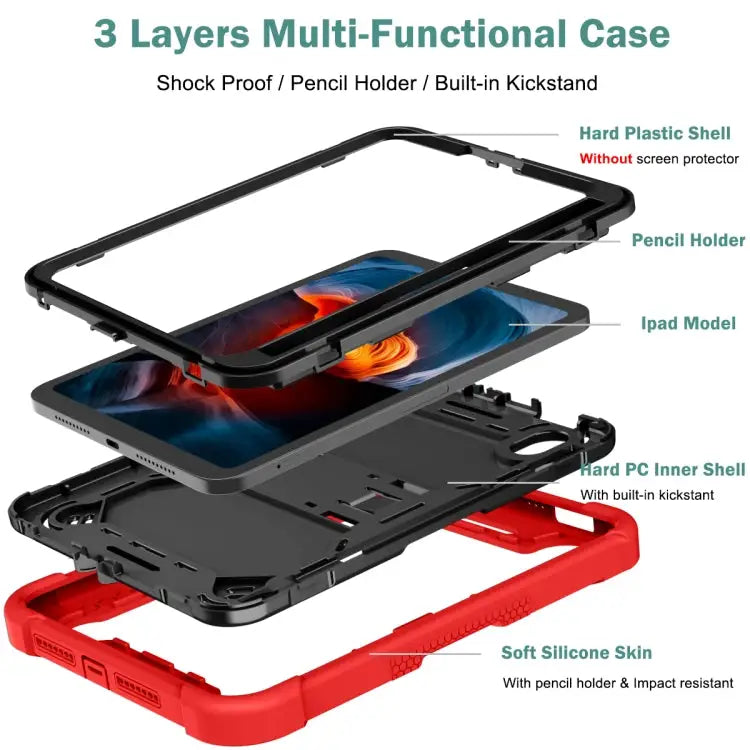 Silicone + PC Shockproof Protective Case with Holder For iPad mini 2024 / mini 6 - Apple Accessories