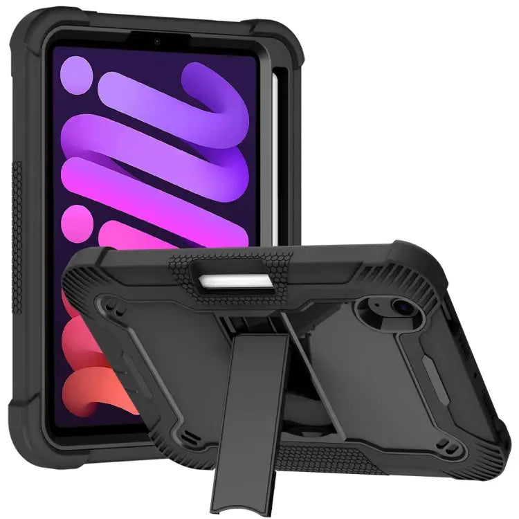 Silicone + PC Shockproof Protective Case with Holder For iPad mini 2024 / mini 6 - For iPad mini 2024 / mini 6 / Black