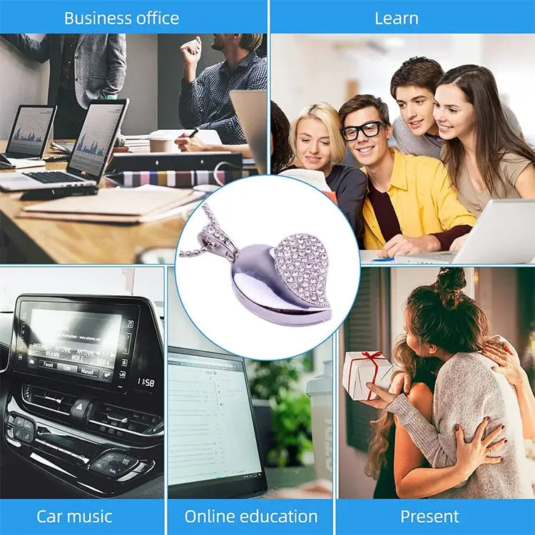 Silver Heart Shaped Diamond Jewelry USB Flash Disk Special for Valentines Day Gifts 2GB 4GB 8GB 16GB 32GB