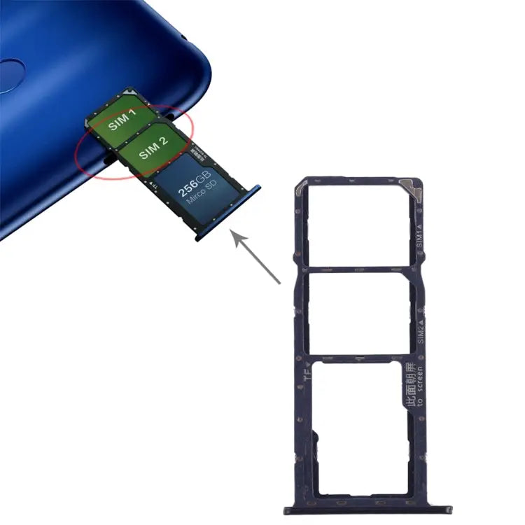 SIM Card Tray + Micro SD Card Tray for Huawei Honor 8C For Huawei Honor 8C For Huawei 8C - For Huawei Honor 8C / Blue