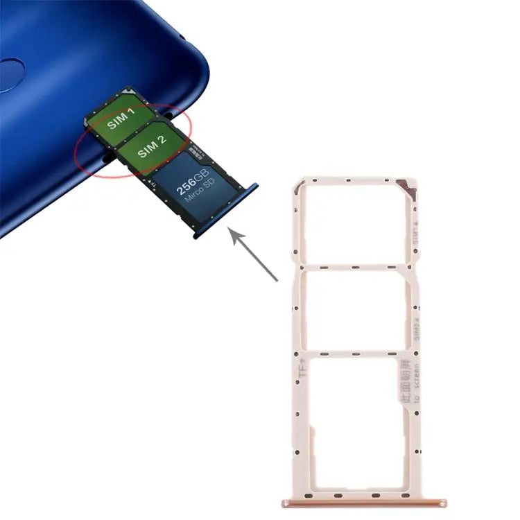 SIM Card Tray + Micro SD Card Tray for Huawei Honor 8C For Huawei Honor 8C For Huawei 8C - For Huawei 8C / Gold