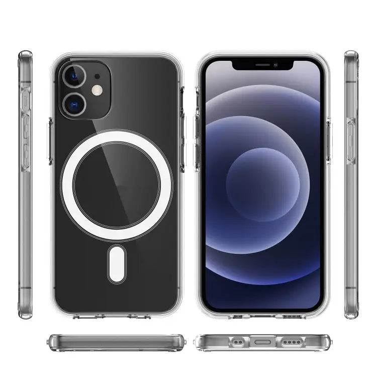 Simple Magnetic Ring All-inclusive Clear Crystal Acrylic PC +TPU Shockproof Case For iPhone 12 mini For iPhone 12 / 12