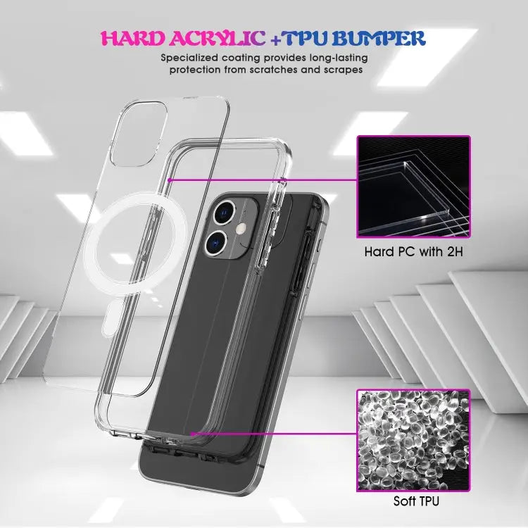 Simple Magnetic Ring All-inclusive Clear Crystal Acrylic PC +TPU Shockproof Case For iPhone 11 For iPhone 11 Pro