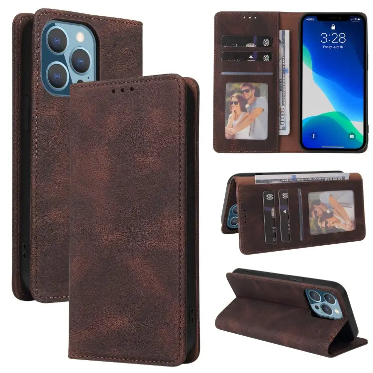 Simple Suction Closure Horizontal Flip Leather Case with Holder & Card Slot & Wallet For iPhone 13 Pro Max For iPhone
