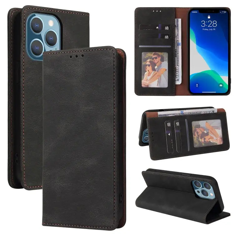 Simple Suction Closure Horizontal Flip Leather Case with Holder & Card Slot & Wallet For iPhone 13 Pro Max For iPhone