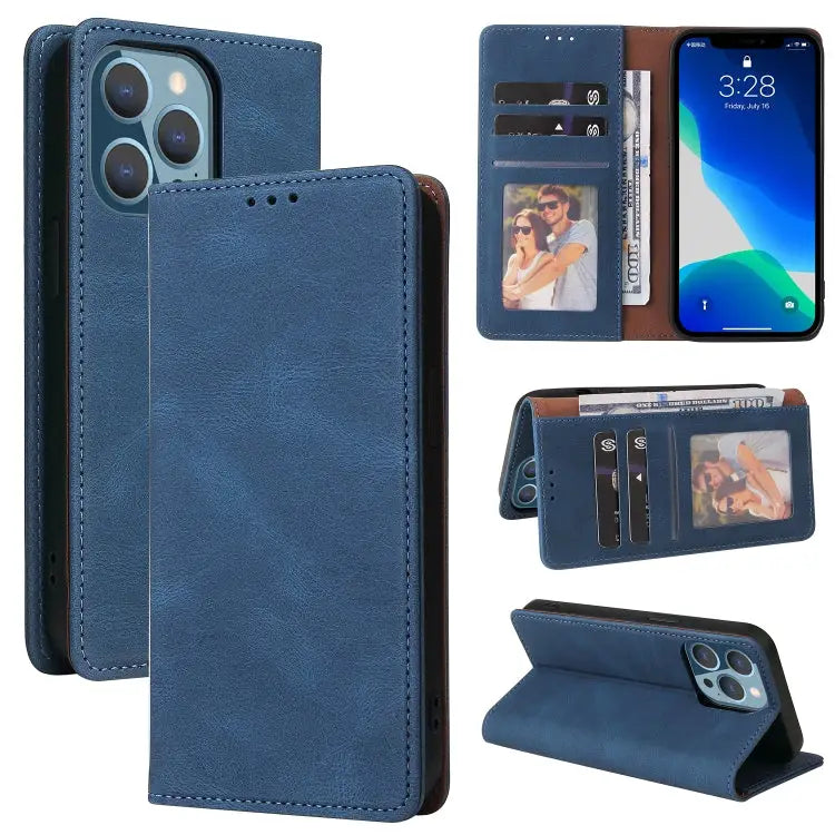 Simple Suction Closure Horizontal Flip Leather Case with Holder & Card Slot & Wallet For iPhone 13 Pro Max For iPhone