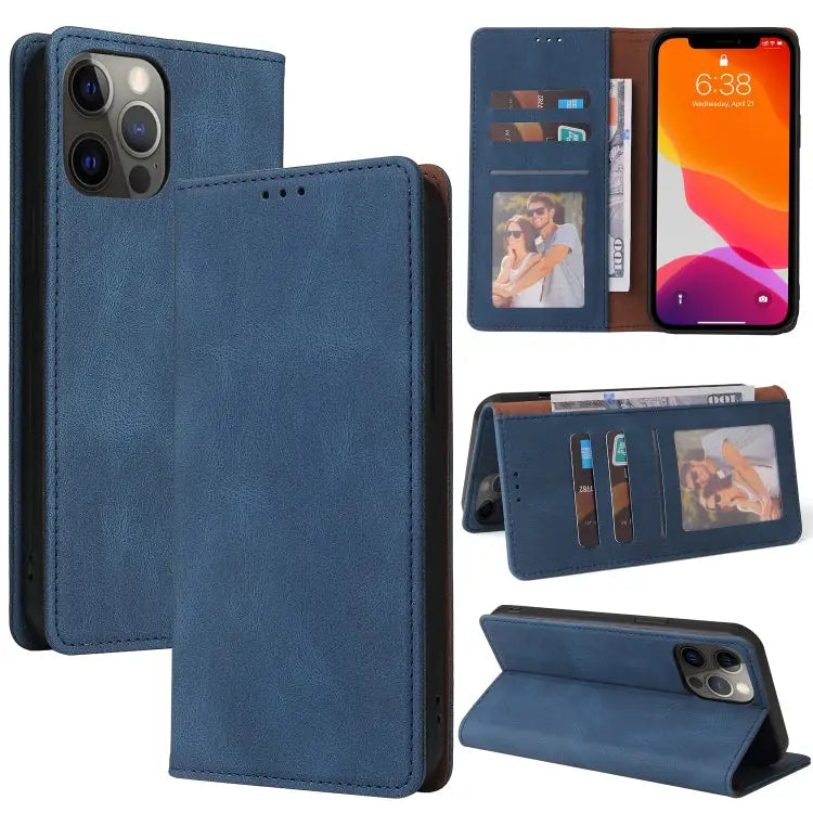 Simple Suction Closure Horizontal Flip Leather Case with Holder & Card Slot & Wallet For iPhone 13 Pro Max For iPhone