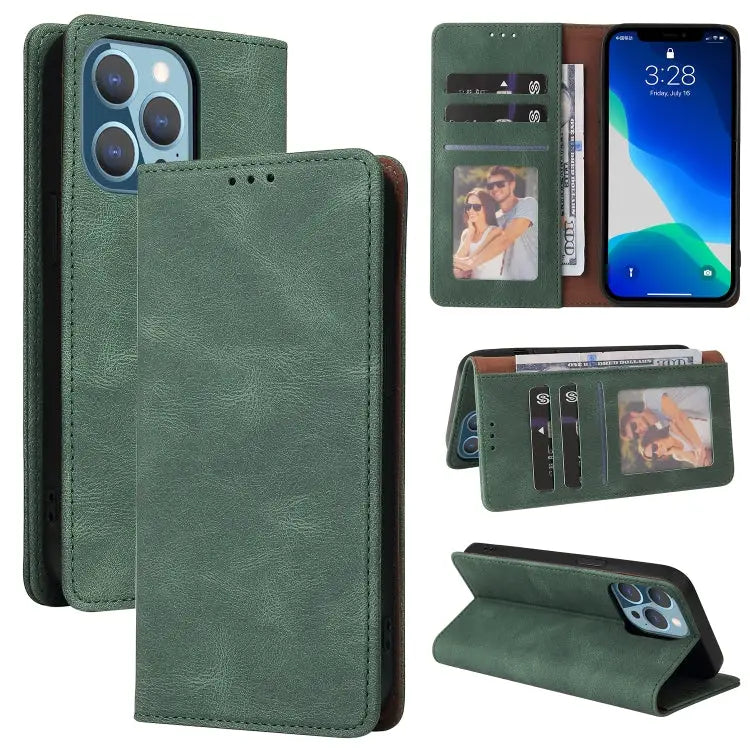 Simple Suction Closure Horizontal Flip Leather Case with Holder & Card Slot & Wallet For iPhone 13 Pro Max For iPhone