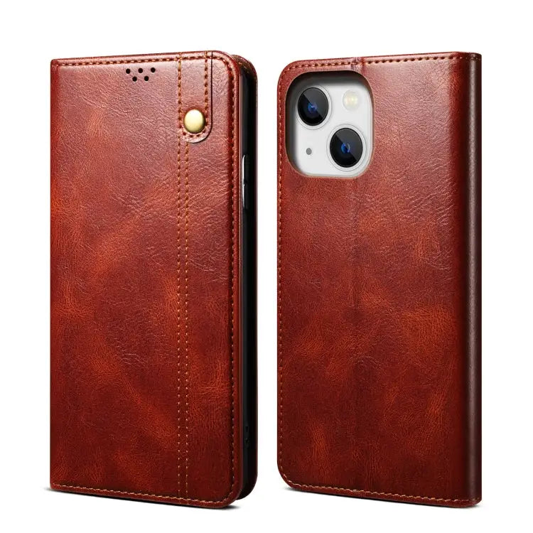 Simple Wax Crazy Horse Texture Horizontal Flip Leather Case For iPhone 14 For iPhone 14 Plus For iPhone 14 Pro