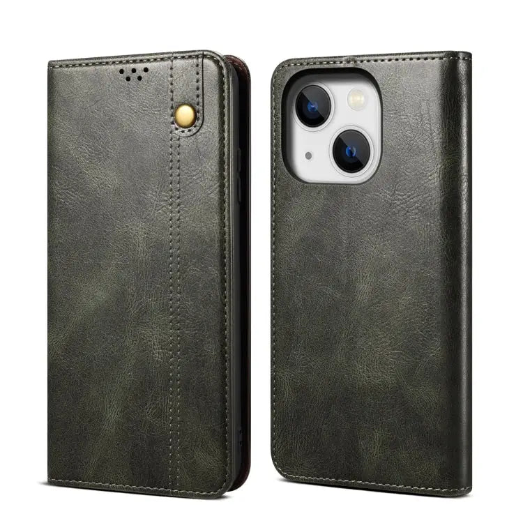Simple Wax Crazy Horse Texture Horizontal Flip Leather Case For iPhone 14 For iPhone 14 Plus For iPhone 14 Pro