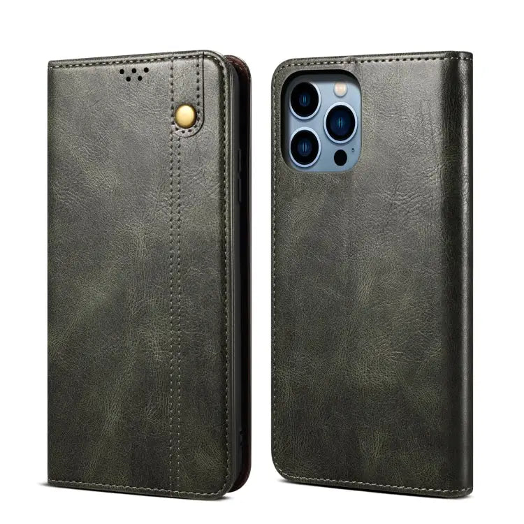 Simple Wax Crazy Horse Texture Horizontal Flip Leather Case For iPhone 14 For iPhone 14 Plus For iPhone 14 Pro
