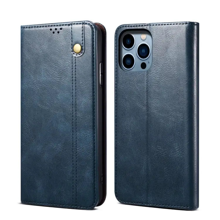 Simple Wax Crazy Horse Texture Horizontal Flip Leather Case For iPhone 14 For iPhone 14 Plus For iPhone 14 Pro