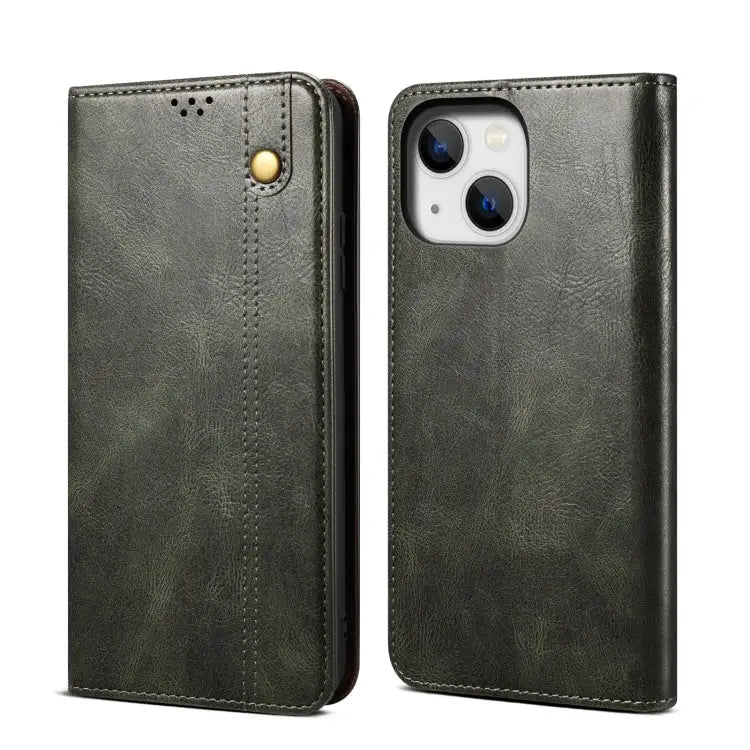 Simple Wax Crazy Horse Texture Horizontal Flip Leather Case For iPhone 14 For iPhone 14 Plus For iPhone 14 Pro