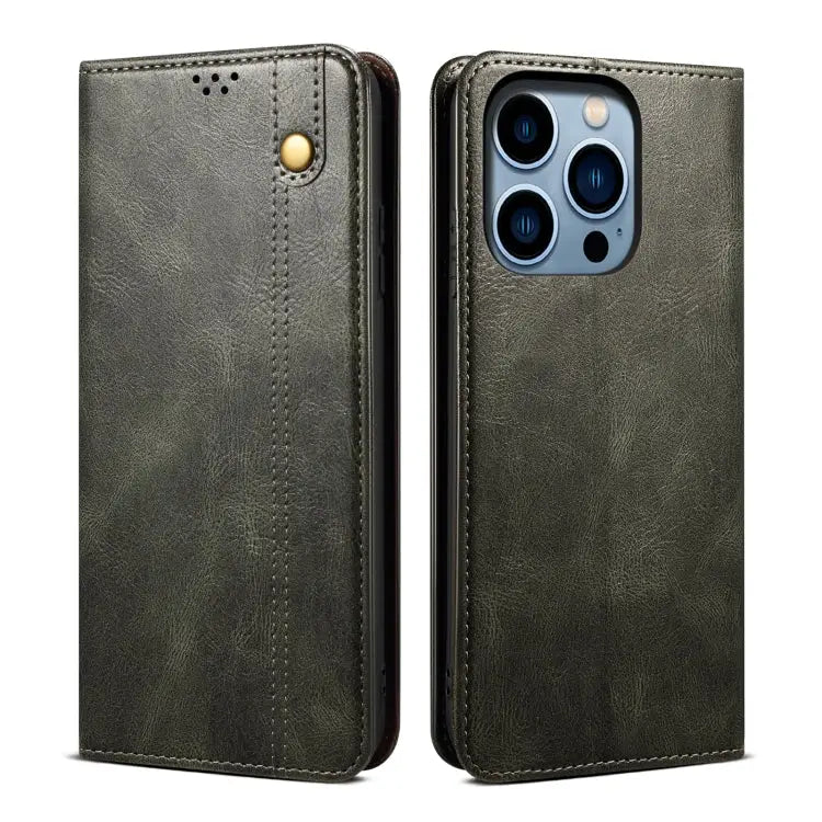 Simple Wax Crazy Horse Texture Horizontal Flip Leather Case For iPhone 14 For iPhone 14 Plus For iPhone 14 Pro