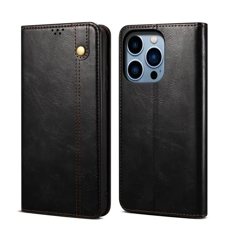 Simple Wax Crazy Horse Texture Horizontal Flip Leather Case For iPhone 14 For iPhone 14 Plus For iPhone 14 Pro