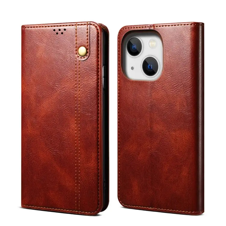 Simple Wax Crazy Horse Texture Horizontal Flip Leather Case For iPhone 14 For iPhone 14 Plus For iPhone 14 Pro
