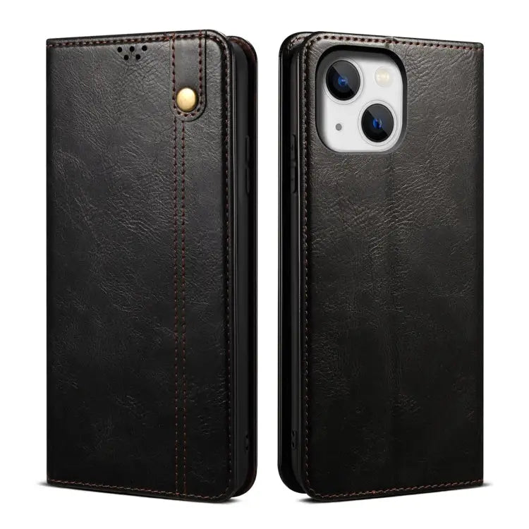 Simple Wax Crazy Horse Texture Horizontal Flip Leather Case For iPhone 14 For iPhone 14 Plus For iPhone 14 Pro