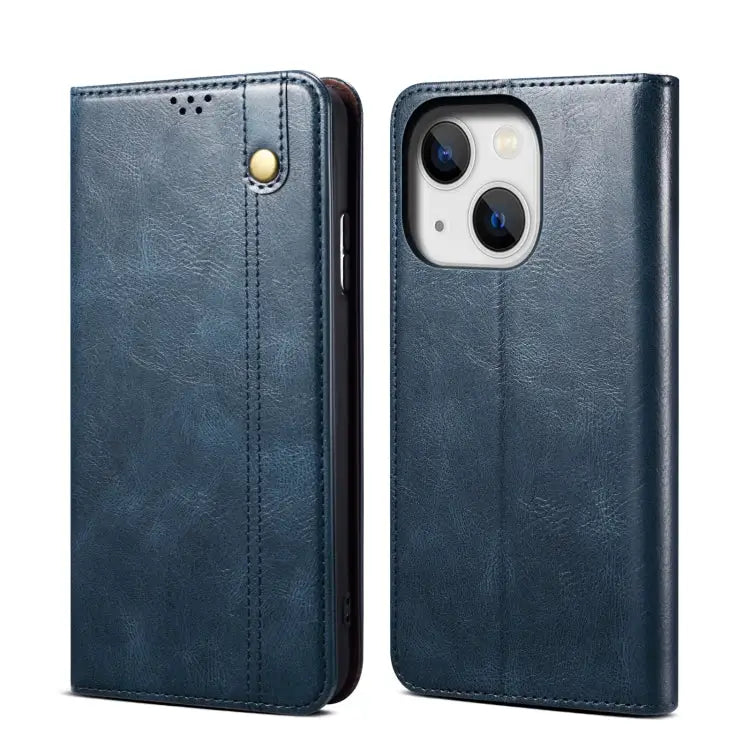 Simple Wax Crazy Horse Texture Horizontal Flip Leather Case For iPhone 14 For iPhone 14 Plus For iPhone 14 Pro