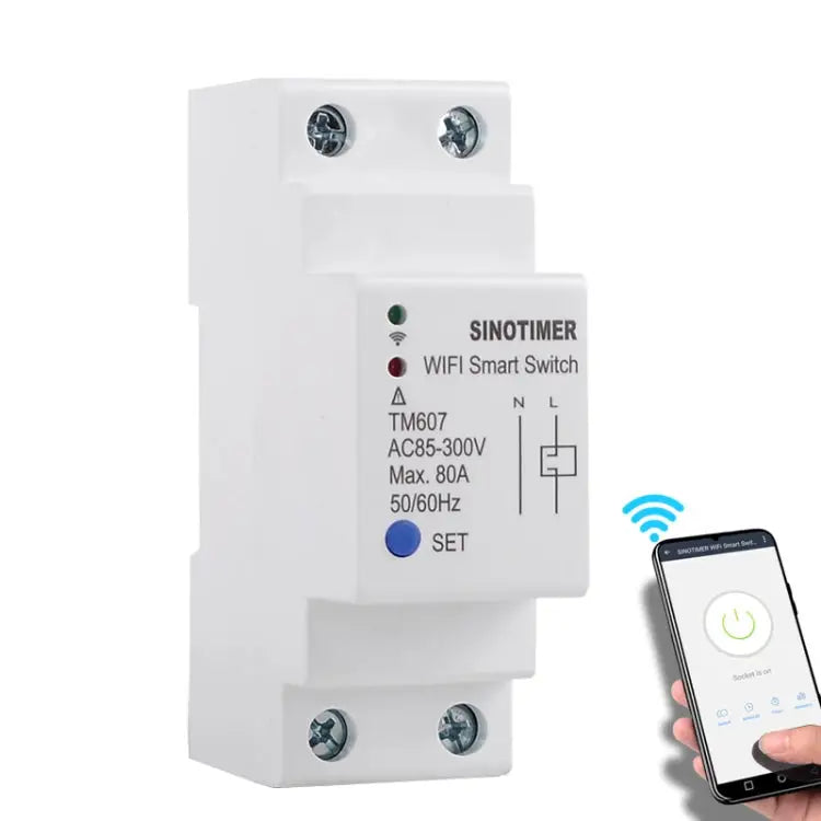 SINOTIMER TM607 Intelligent Wifi Timer Mobile App Home Rail Remote Control Time Switch 80A 85-300V TM607 - TM607
