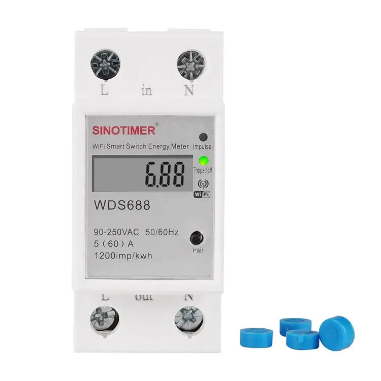 SINOTIMER WDS688 Smart WiFi Single-Phase Power Meter Mobile APP Home Rail Meter 5-60A 230V WDS688 - WDS688