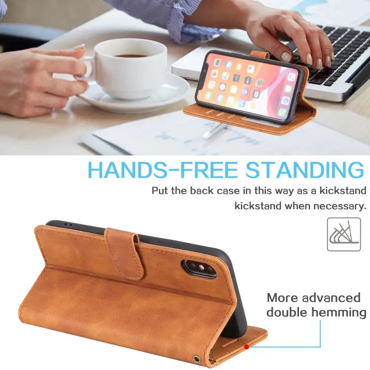 Skin Feel Anti-theft Brush Horizontal Flip Leather Phone Case For iPhone X / XS For iPhone SE 2022 / SE 2020 / 8 / 7