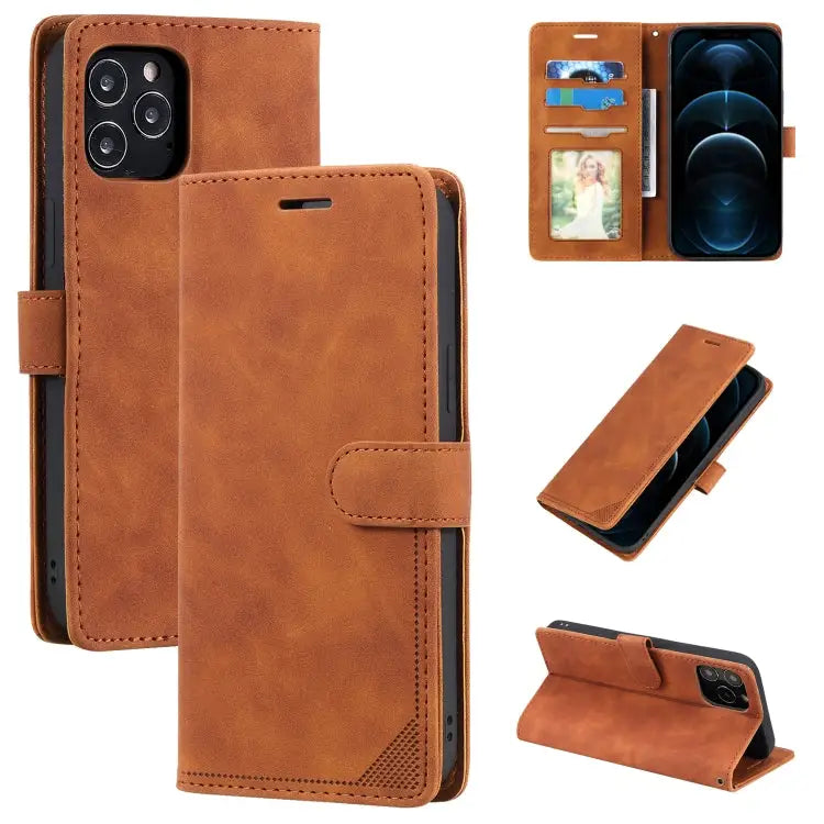 Skin Feel Anti-theft Brush Horizontal Flip Leather Phone Case For iPhone 12 Pro Max For iPhone 12 / 12 Pro For iPhone