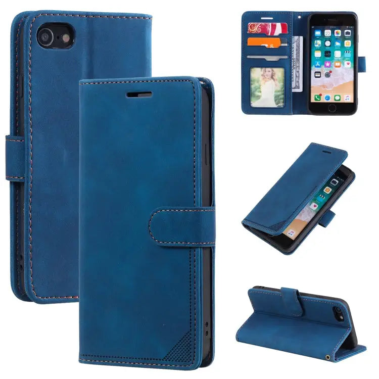 Skin Feel Anti-theft Brush Horizontal Flip Leather Phone Case For iPhone X / XS For iPhone SE 2022 / SE 2020 / 8 / 7