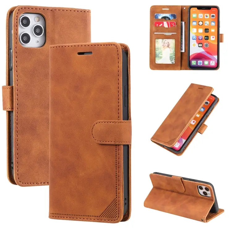Skin Feel Anti-theft Brush Horizontal Flip Leather Phone Case For iPhone 12 Pro Max For iPhone 12 / 12 Pro For iPhone