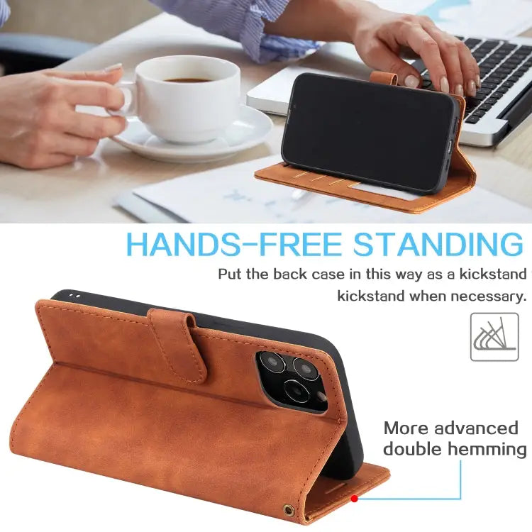 Skin Feel Anti-theft Brush Horizontal Flip Leather Phone Case For iPhone 12 Pro Max For iPhone 12 / 12 Pro For iPhone
