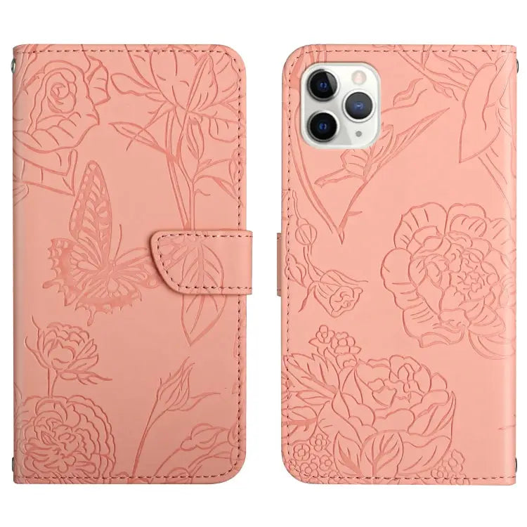 Skin Feel Butterfly Peony Embossed Leather Phone Case For iPhone 11 Pro Max For iPhone 12 For iPhone 12 mini For iPhone