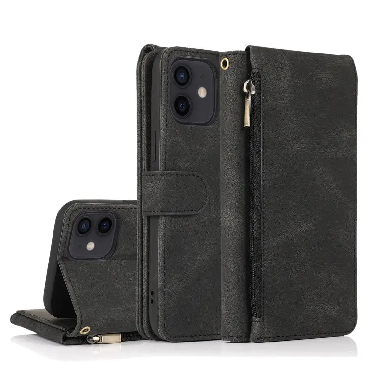 Skin-feel Crazy Horse Texture Zipper Wallet Bag Horizontal Flip Leather Case with Holder & Card Slots & Wallet &