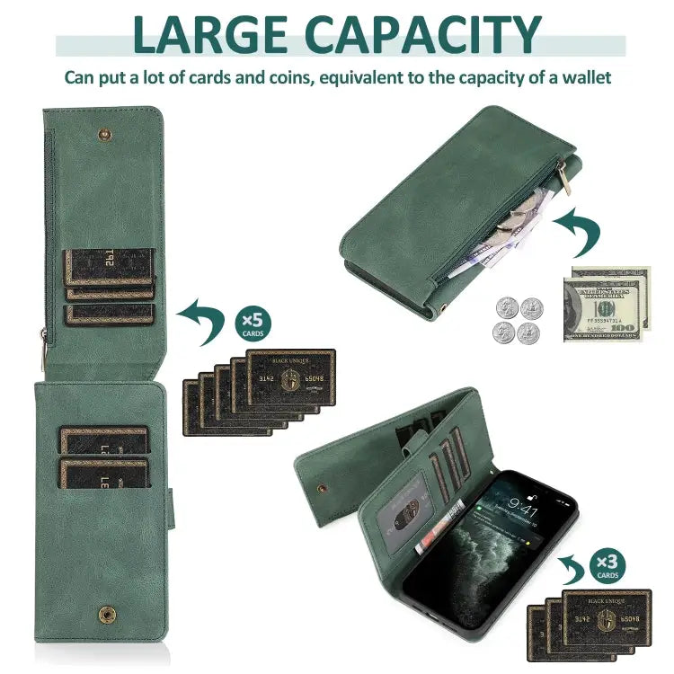 Skin-feel Crazy Horse Texture Zipper Wallet Bag Horizontal Flip Leather Case with Holder & Card Slots & Wallet &
